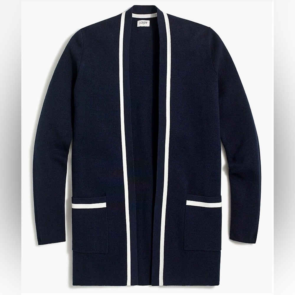 J. Crew Tipped Open Front Cardigan Sweater
